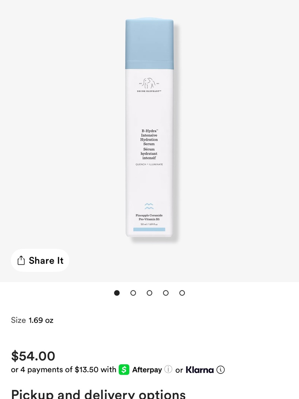 Drunk Elephant Hydration Serum Bottle in Light Blue and White